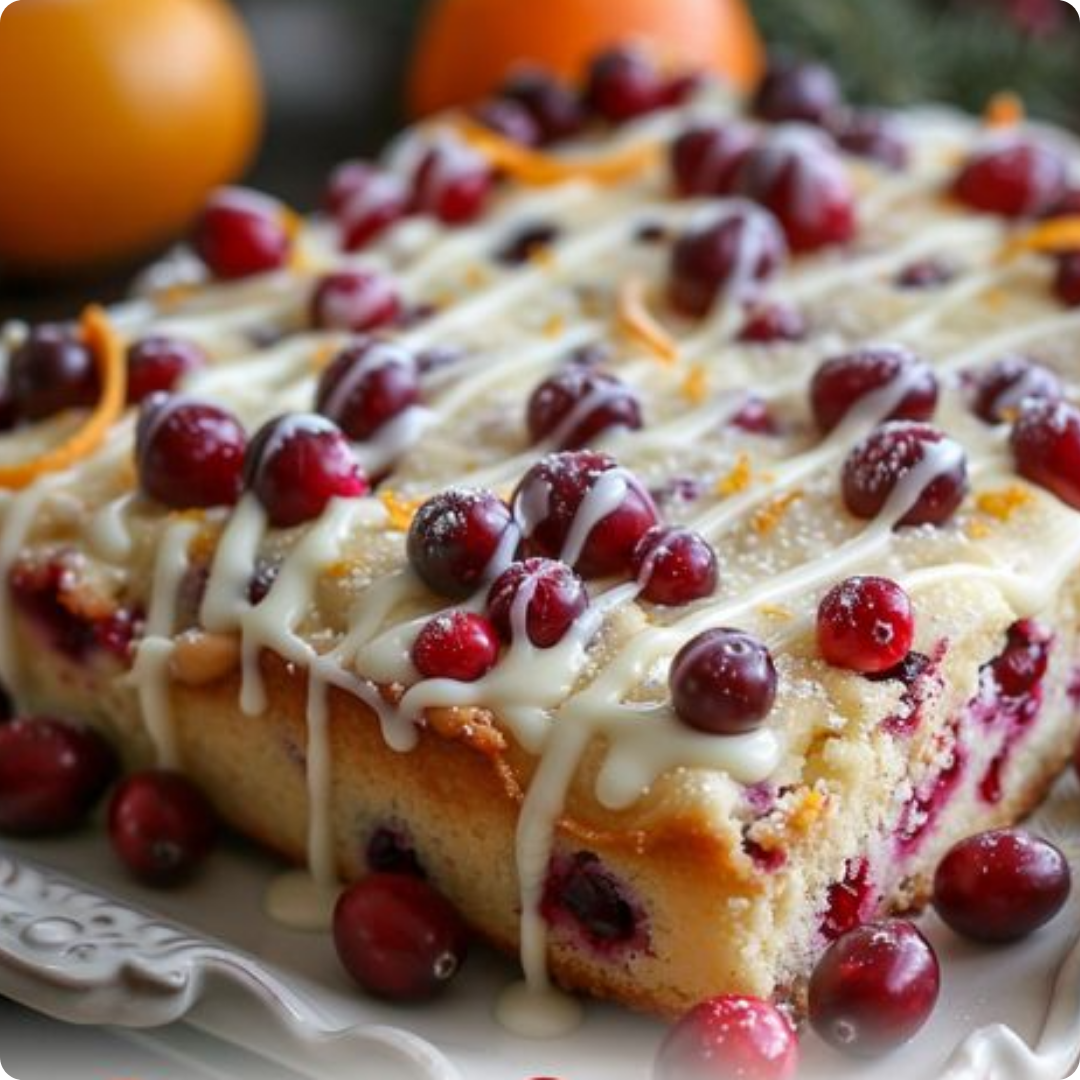 Start your day with this cranberry mimosa breakfast cake, where juicy bursts of tart cranberries meet a fluffy, citrusy cake. A drizzle of sweet glaze adds a touch of elegance, while the hint of orange mimosa flavor brings a refreshing zest to each bite—perfect for a festive morning treat.
